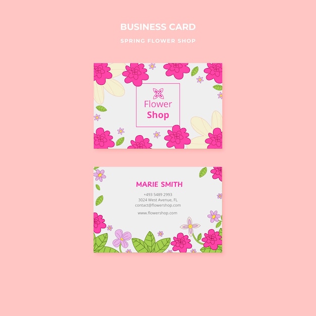 Free PSD spring season business card