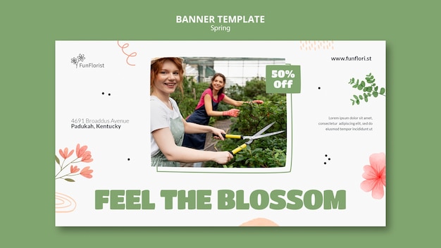 Free PSD spring season horizontal banner