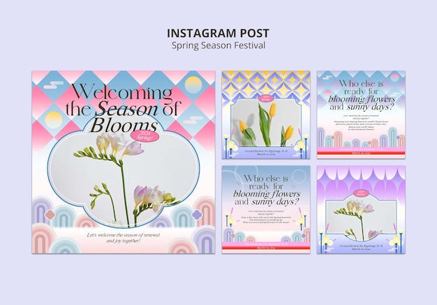 Free PSD spring season  instagram posts