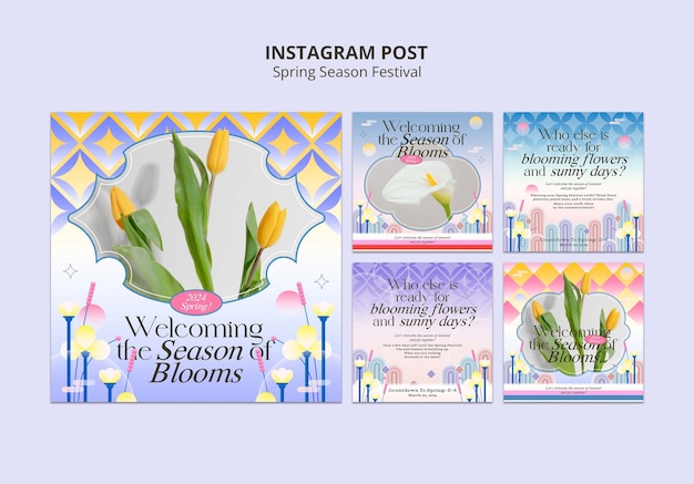 Free PSD spring season  instagram posts