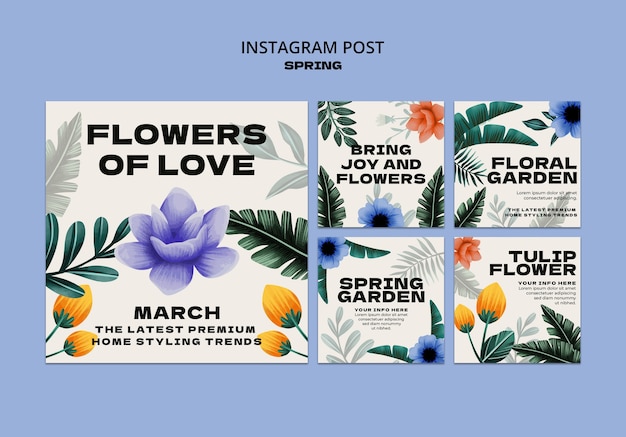 Free PSD spring season  instagram posts