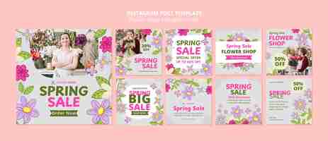 Free PSD spring season  instagram posts