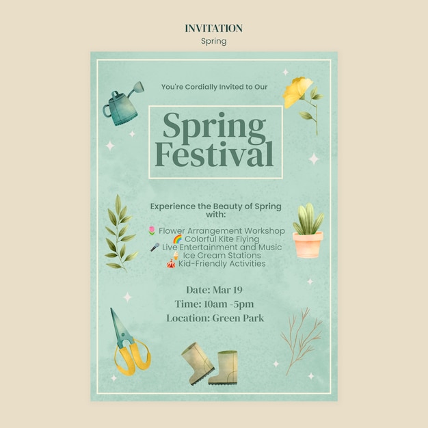 Free PSD spring season invitation template