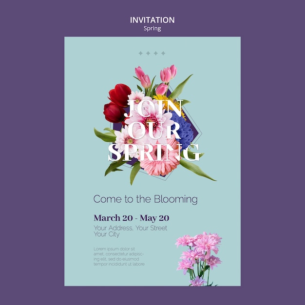 Free PSD spring season invitation template