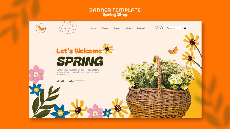 Free PSD spring season landing page template