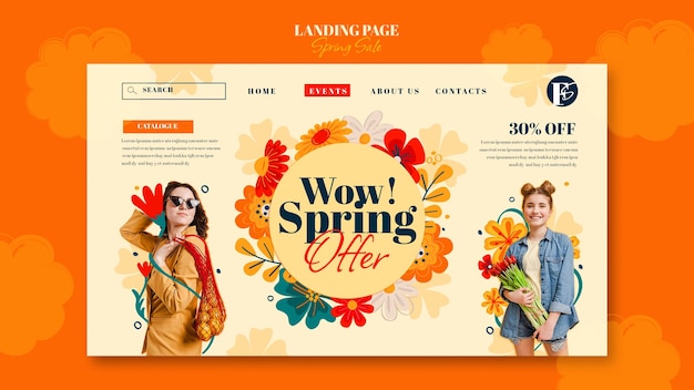 Free PSD spring season landing page  template