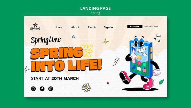 Free PSD spring season landing page  template