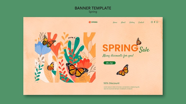 Free PSD spring season landing page template