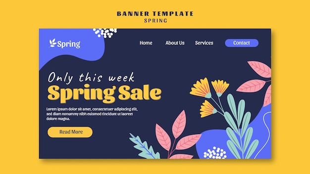 Free PSD spring season landing page  template