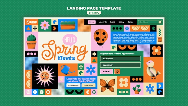 Free PSD spring season landing page  template