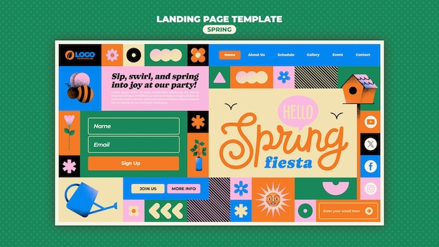 Free PSD spring season landing page  template