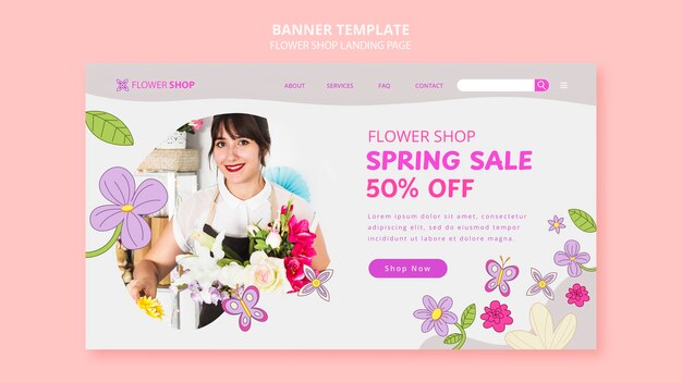 Free PSD spring season landing page template