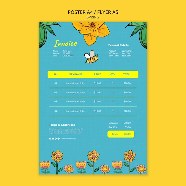 Free PSD spring season poster template