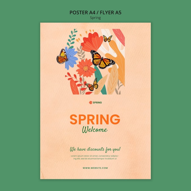 Free PSD spring season poster template