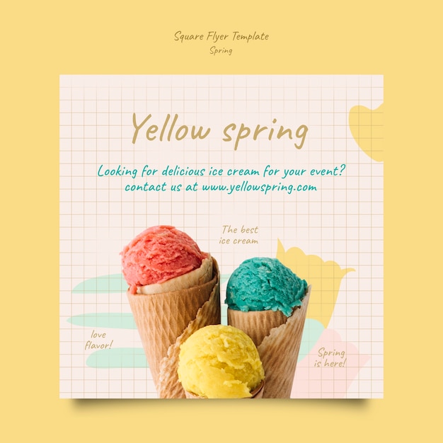 Spring season square flyer template