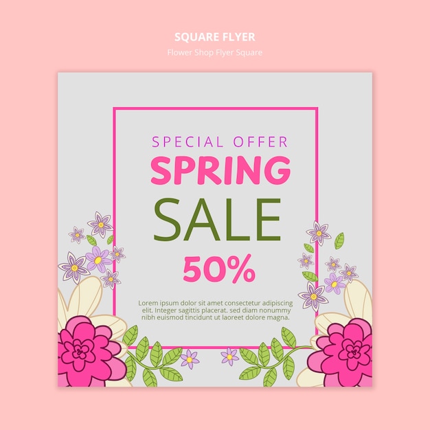 Spring season square flyer template