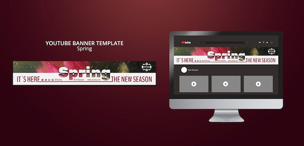 Spring season youtube banner template