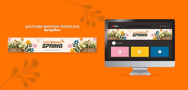 Free PSD spring season youtube banner  template