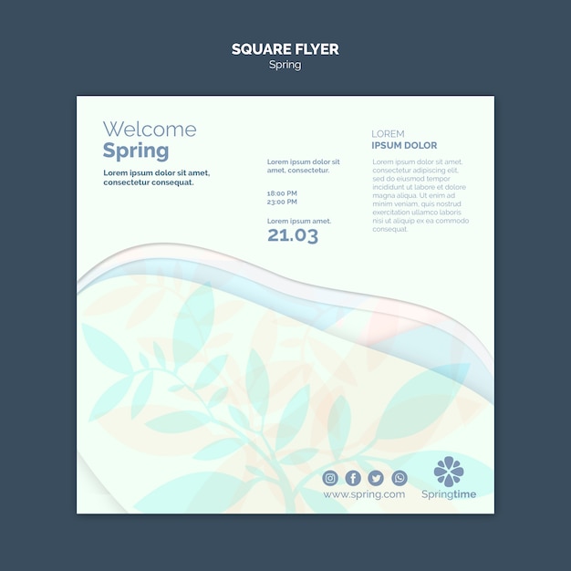 無料PSD 春の正方形のチラシテンプレート