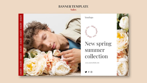 Spring summer fashion collection banner design template