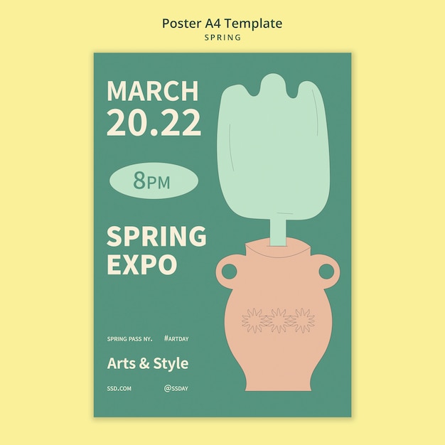 Free PSD spring vertical poster template with flower