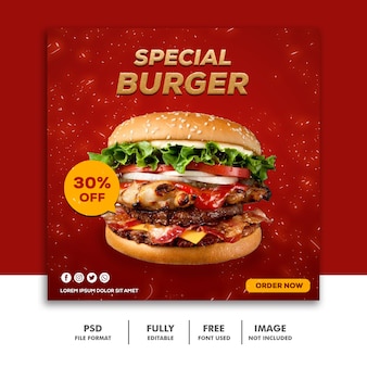 Square banner social media post template special burger