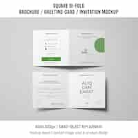 Free PSD square bi-fold brochure or greeting card mockup of two