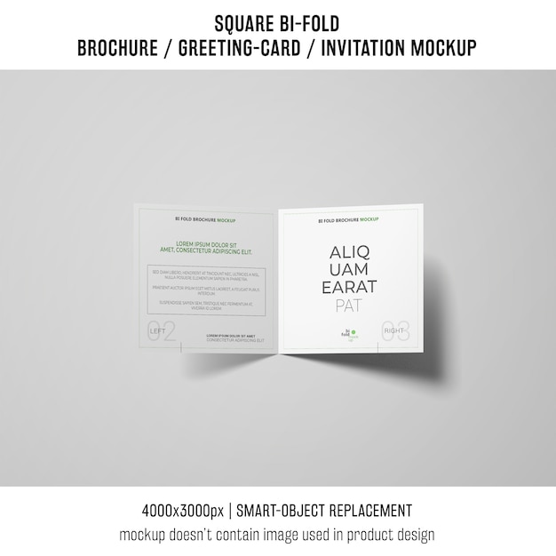 Free PSD square bi-fold brochure or greeting card mockup