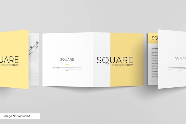 Square bifold flyer mockup top view