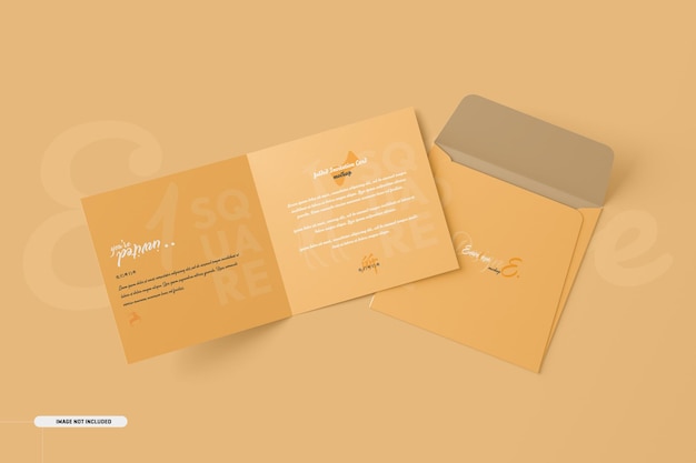 Square bifold invitation card mockup