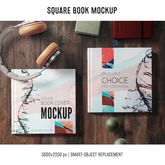 Free PSD square book mockup