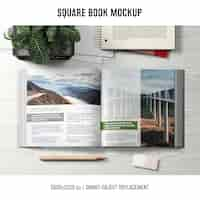 Free PSD square book mockup