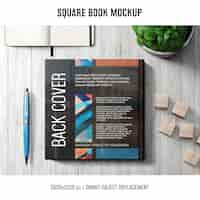 Free PSD square book mockup