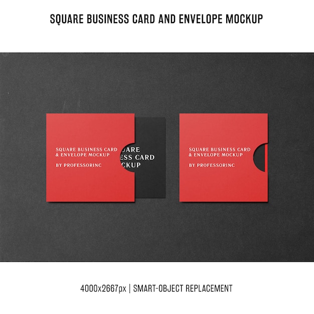 Free PSD square business card mockup