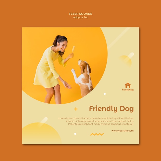 Free PSD square flyer adopt a dog template