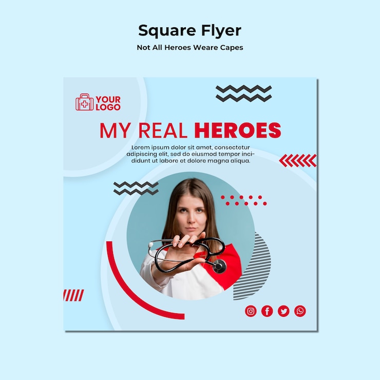 मुफ़्त PSD square flyer not all heroes wear capes template