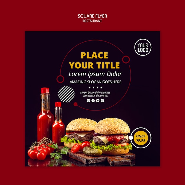 Free PSD square flyer design for restaurant