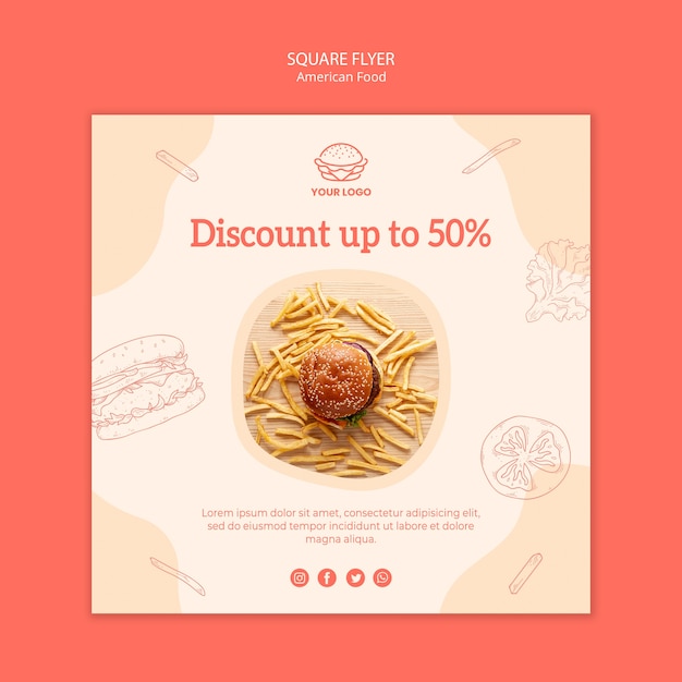 PSD gratuito design quadrato volantino con sconto