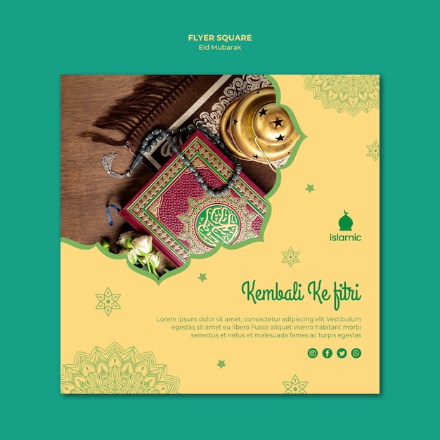 Free PSD square flyer for eid mubarak