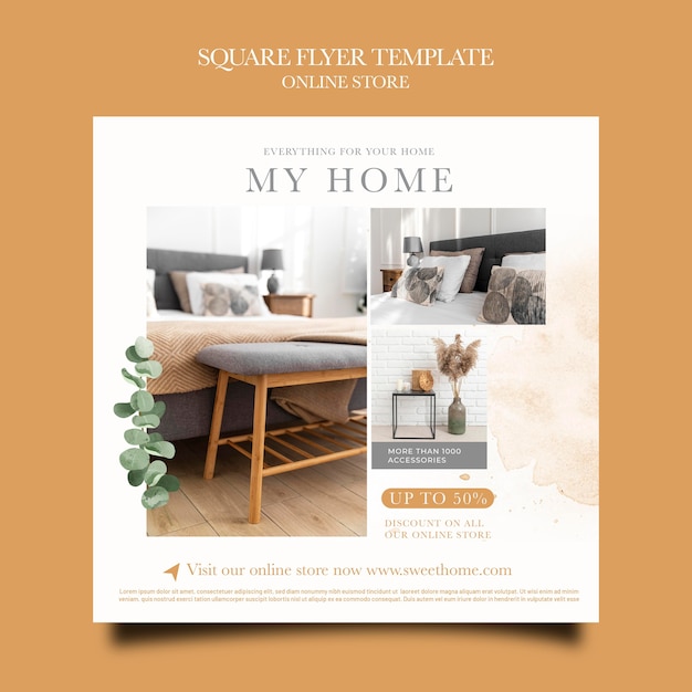 Free PSD square flyer for home furniture online shop