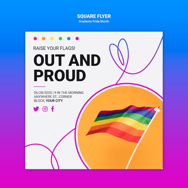 Free PSD square flyer for lgbt pride