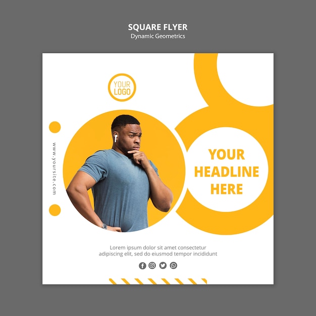 Square flyer minimalist business ad template – Free PSD Download