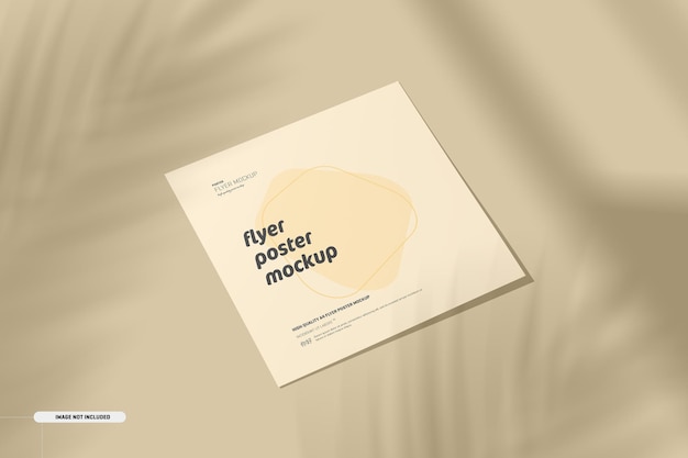 Square flyer mockup with shadow overlay