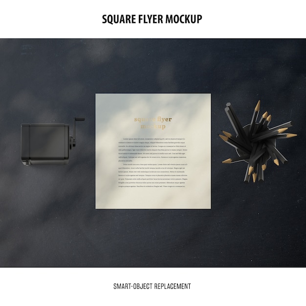 Free PSD square flyer mockup