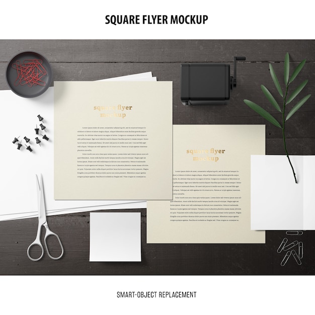 Free PSD square flyer mockup