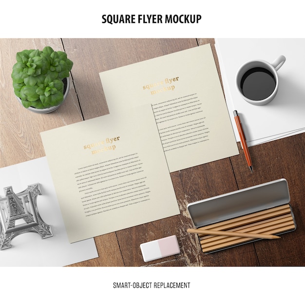 Free PSD square flyer mockup