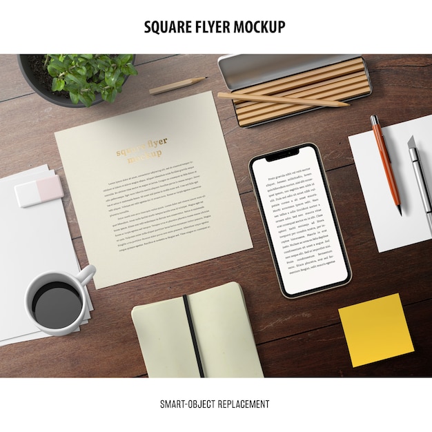 Free PSD square flyer mockup