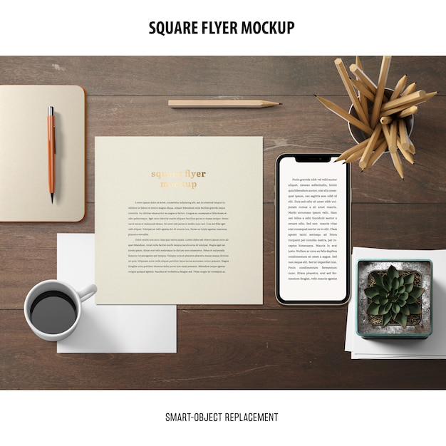 Unleash your creativity with a free PSD download of a square flyer mockup