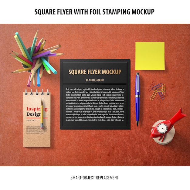 Free PSD square flyer mockup