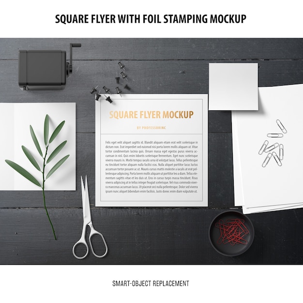 Free PSD square flyer mockup